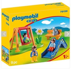Playmobil 1.2.3 Playground Set - with merry go round and knight and ghost
